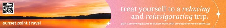 Banner that advertises sunset point travel website